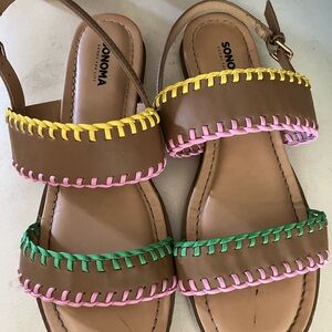 Sonoma Kids Brown Sandals with Colorful Accents